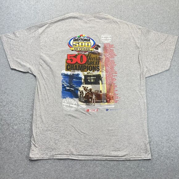 Daytona 500 NASCAR T-Shirt Mens 2XL XXL Grey 50 Year Anniversary 2008 Y2K VTG - Picture 4 of 9